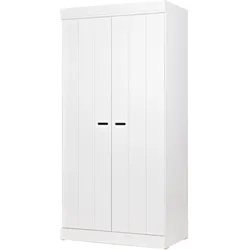 Kleiderschrank Connect aus Kiefernholz, modernes Design, Weiß lackiert, mit 2 Türen und Einlegeboden
