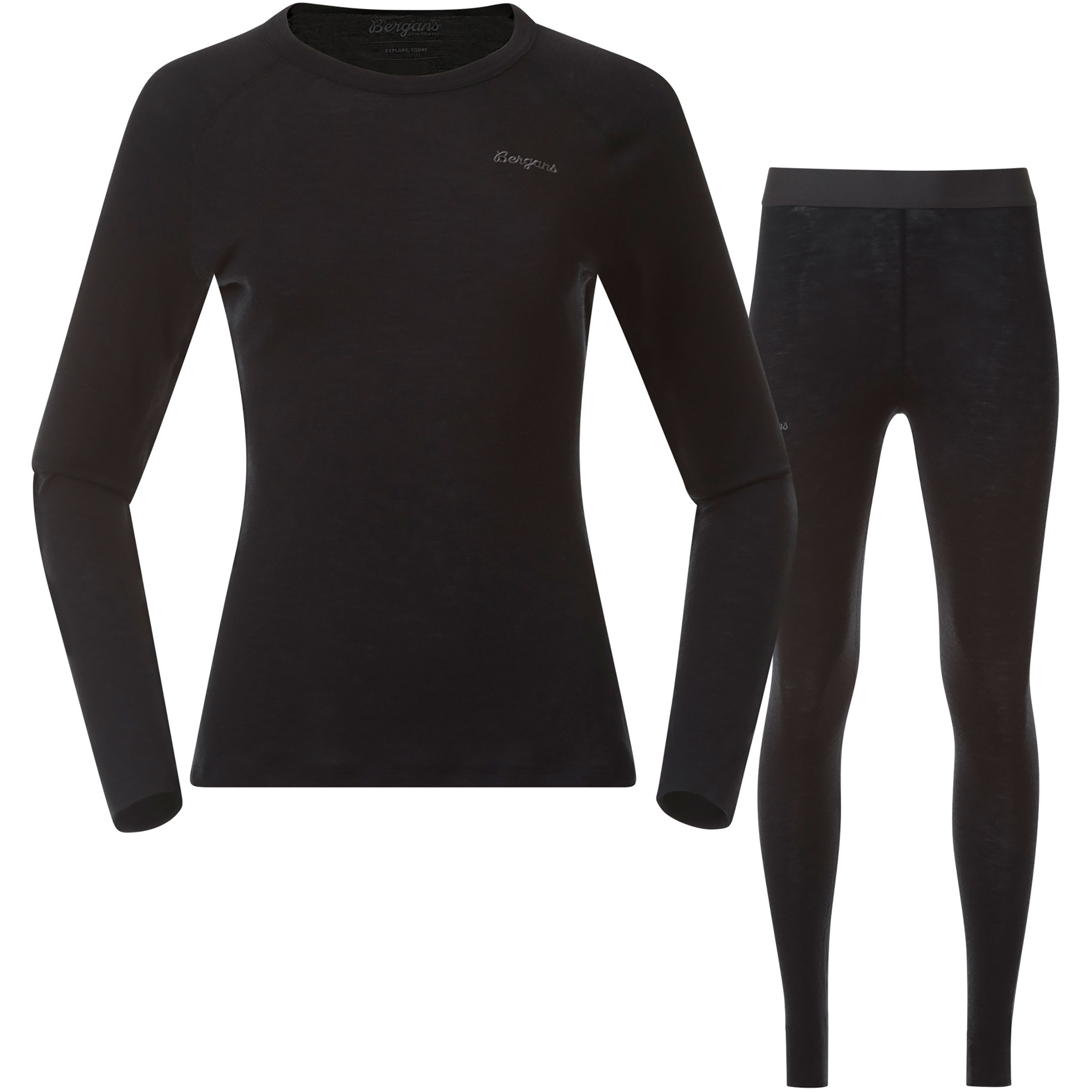 Bergans Allround Merino Unterwäsche Set Damen Skiunterwäsche schwarz Größe XL Trekking Schnell trocknend Merinowolle