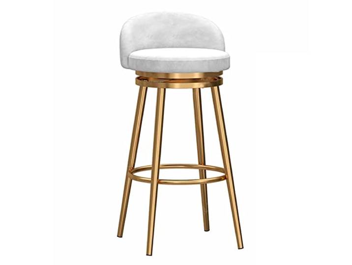 EYUIOPLM 360° drehbarer Barhocker mit Thekenhöhe, Samt-Metall-Küchen-Barstühle(Gold White,75cm)