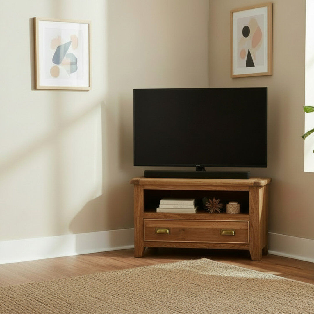 Daily Sales Dorchester Corner TV Stand for TVs up to 75" Brown 75"