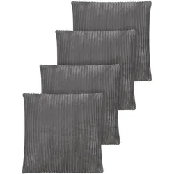 Aspero, Dekokissen, 4er Set Kissenbezüge aus Streifen-Flanell 45x45 cm Zarate (45 x 45 cm)