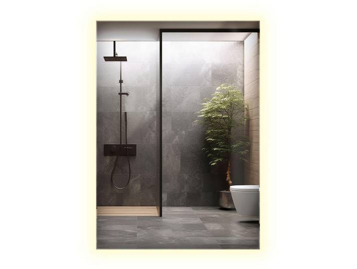 Wallfluent Led-Spiegel 70x50 cm Rechteckig Neutralweiß 4000K, Transparent, Glas, Quadratisch, 50x70x0.4 cm, Spiegel, Wandspiegel