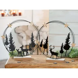 Deko Aufsteller Winterwald Hirsch schwarz 27cm