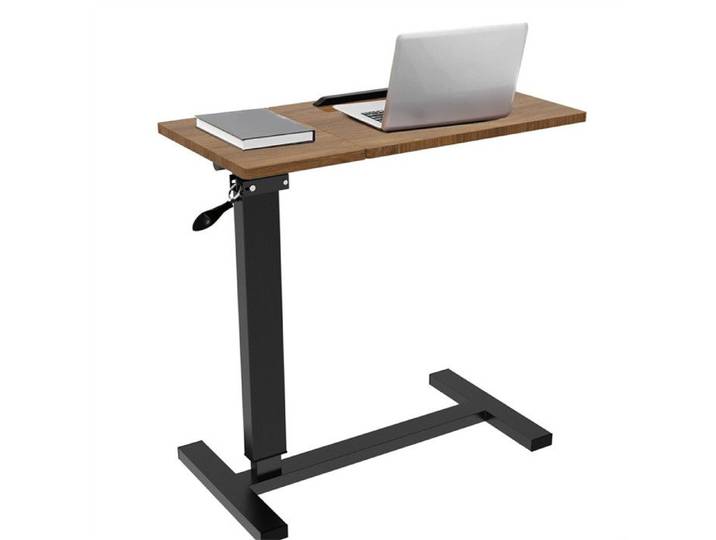 Table de Lit Roulette pour Ordinateur Portable: 75.5x 40.8cm Table Bureau Roulante Réglable en Hauteur 73.5-97cm