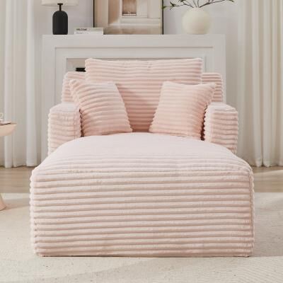 Loedds 1-Seat Modern Corduroy Sleeper Sofa with Chaise, High-Density Foam and Spring Seat Support for Living Room