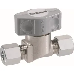 GOK Schnellschussventil 0370300 vernickelt, PS 16 bar, Schneidring Typ D, RVS 12 x RVS 12