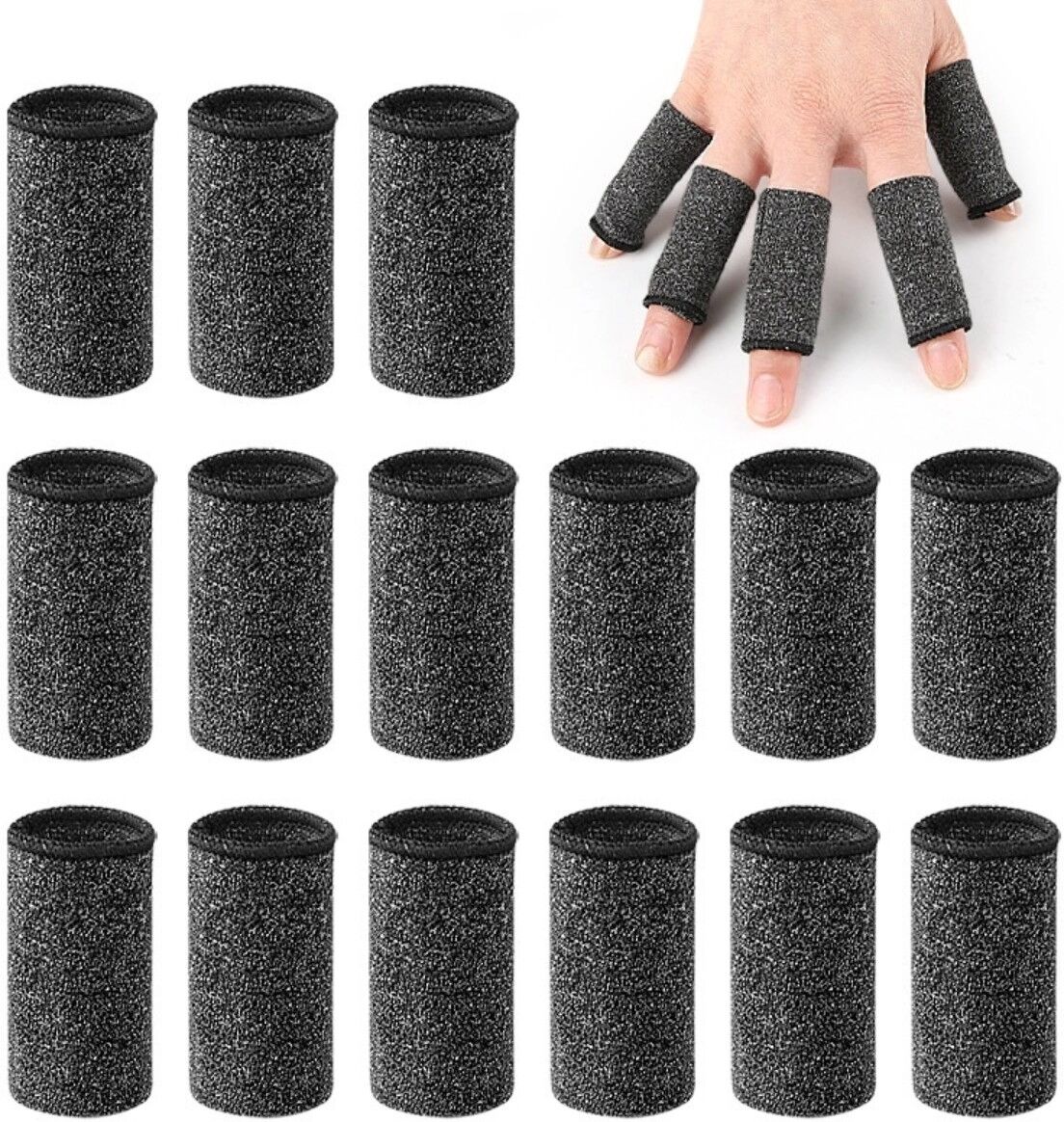 INF Druck-Fingersleeve 15er-Pack – Weiche elastische Kompressionsunterstützung für Fingergelenke M