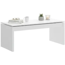 Dmora Couchtisch Cuar, Wohnzimmer-Zeitungsständer mit Ablagefach, niedriger Couchtisch, 102 x 50 x 43 cm, Weiß