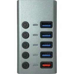 MATR CH 10 L - USB 3.0 5-Port Hub, 4x Daten, 1x Strom, Aluminium