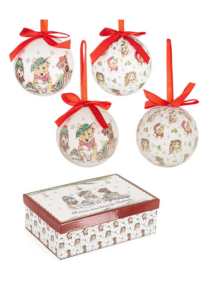 Bizzotto Christbaumkugeln "Adam" in Weiß/ Bunt - Ø 7,5 cm - 6 Stück - onesize