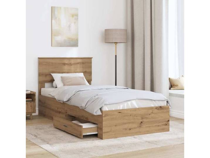 PROMOTION Lit 1 personnes Cadre de Lit simple - pour Adulte - Chêne artisanal 90x200 cm Bois d'ingénierie 344873