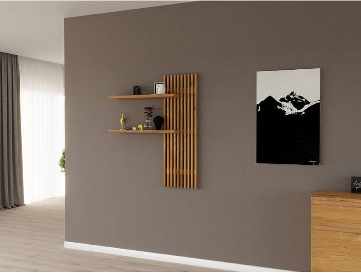 Massives Wandregal MANUFAKTUR LINE Massivholz Eiche, geölt Holz/Braun 80 x 120 x 20cm