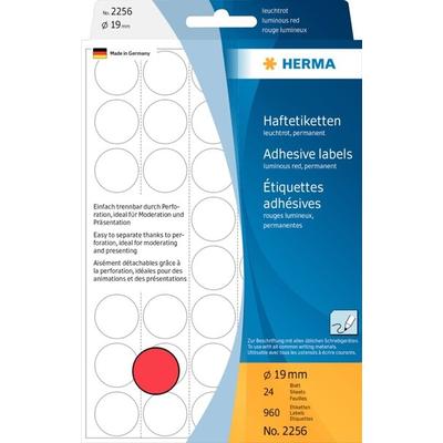 HERMA Markierungspunkte Ø 19 mm, leuchtrot, 960 Etiketten, permanent haftend, für Handbeschriftung