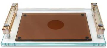 Vivience Glass Serving Tray with Amber Handles