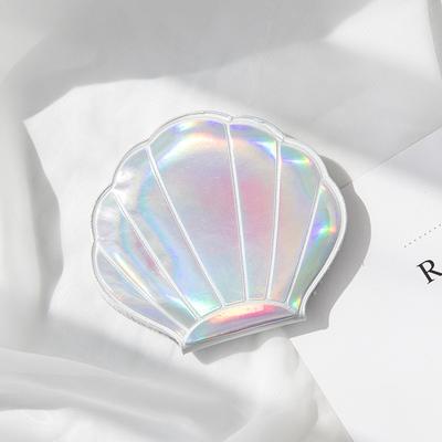 Fusion Finds Dream Laser Shell Compact Mirror With 2X Magnifying Double Sided Portable Makeup Mirror silver