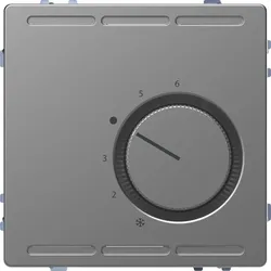 Merten MEG5763-6036 Raumtemperaturregler 24V mit Wechselkontakt und Zentralplatte, Edelstahl, System Design MEG57636036