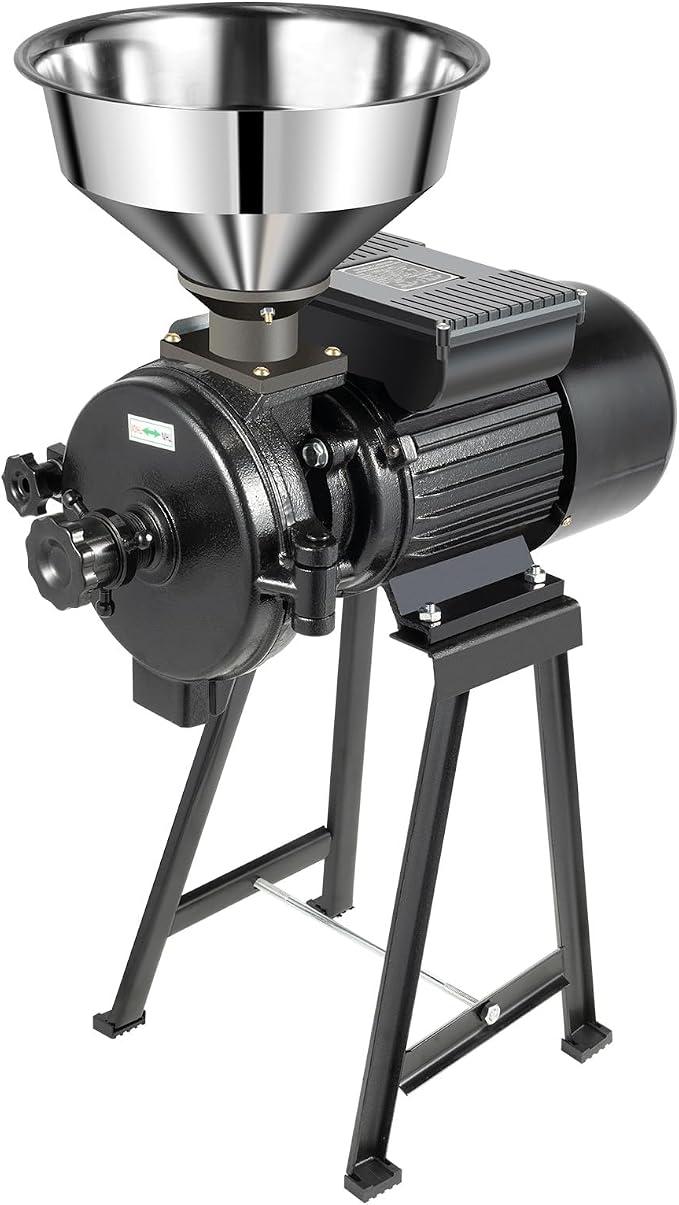 Elektrische Getreidemühle, 1500W 1400R/M Dry Kornmühle Professionelle Kornmühle Mehlfuttermühle Professionelle Getreidequetsche Schleifmaschine Kommerzielle mit Trichter für Reis Mais Getreide Kaffee