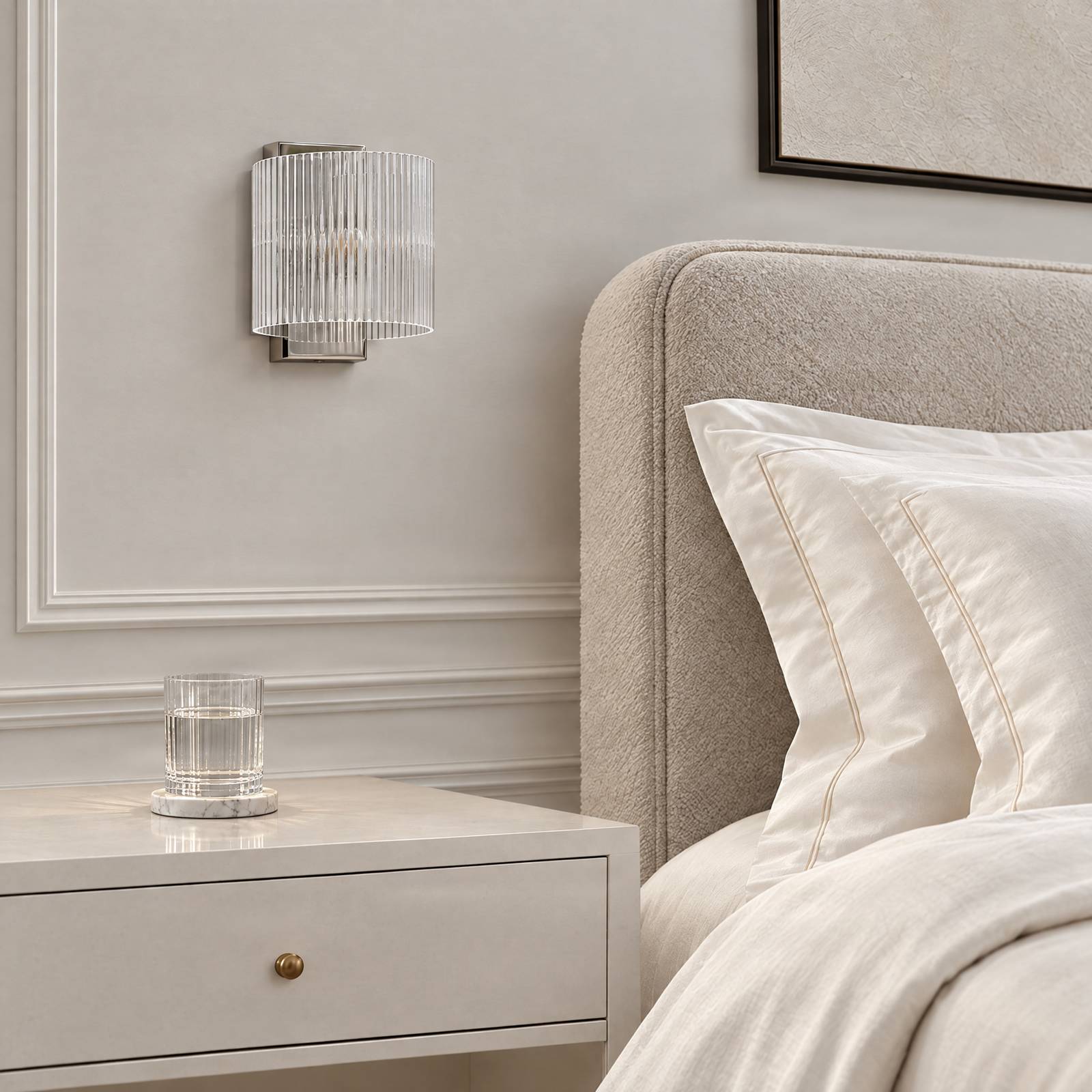 Wandlampe Meritt Lucande, dimmbar, chrom / silber, für Wohn- / Esszimmer, Glas, Modern, Wandleuchte, Wandlampe Innen