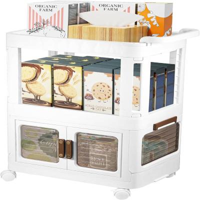 No "3 Tier Rolling Storage Cart Plastic Utility Cart with Handle Movable Cart - 12""D x 17.5""W x 25.9""H"