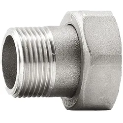 Barberi Verschraubung mit beweglicher Überwurfmutter und Flachdichtung, vernickelt G 3/4'' AG-G 1'' ÜWM