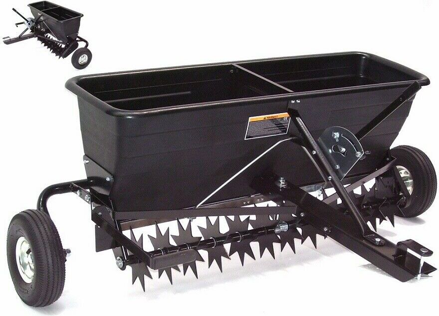 Anhänger Rasenlüfter Rasenbelüfter 102cm Vertikutierer mit Streuwagen 55552