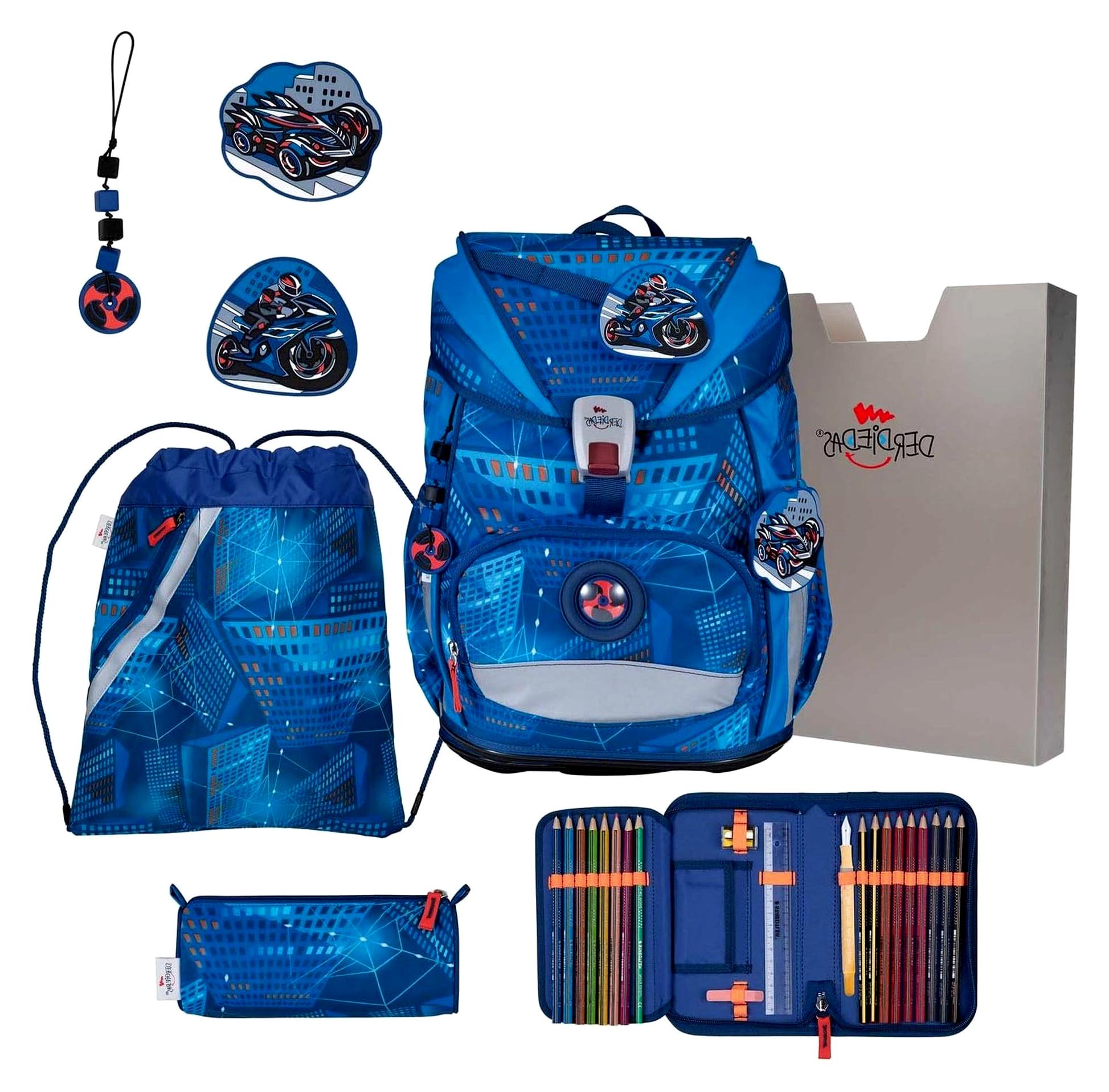 ErgoFlex Superlight Schulranzenset 5-teilig Turbo Speed blau