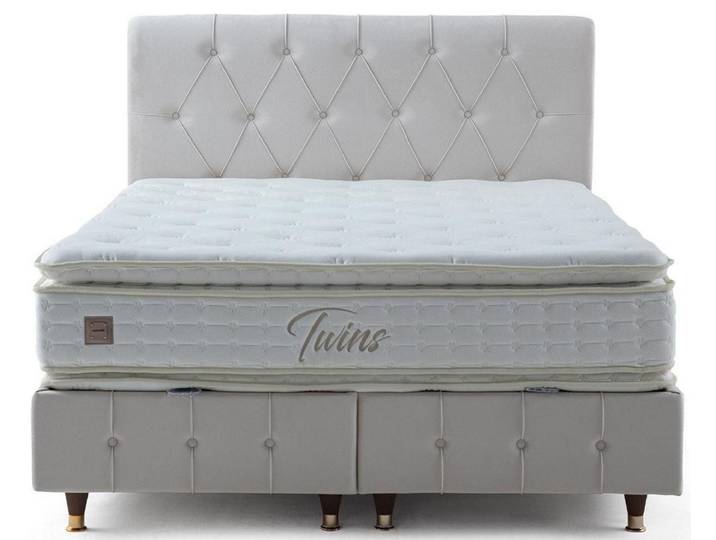 JVmoebel Boxspringbett Designer Bett in Weiß im Chesterfield-Stil mit Bettkasten (1-St)