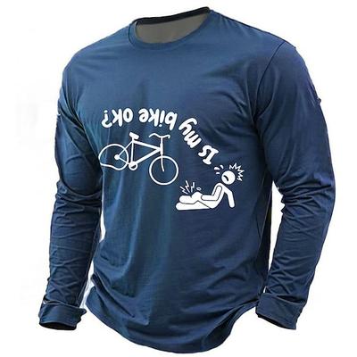 Herren Langarm T-Shirt Lustiges 'Ist mein Fahrrad in Ordnung?' Radfahrer Graphic T-Shirt humorvolles Radfahrer Herbst Hobby Shirt