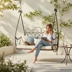 DanDiBo Schaukelbank Outdoor zum Hängen 2 Sitzer Hollywoodschaukel ohne Gestell 1868 Garden Swing Hängebank Metall mit Kette Gartenschaukel Wetterfest
