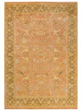 "Overton Hand Knotted Wool Vintage Inspired Traditional Mogul Brown Area Rug - 6'1"" x 9'1"""