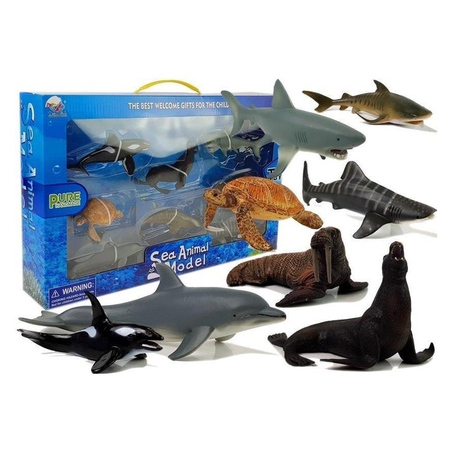 Lean Toys Lernfiguren Meerestiere 8 Elemente Haie Robbe Delphin Walross Schildkröte (510985)