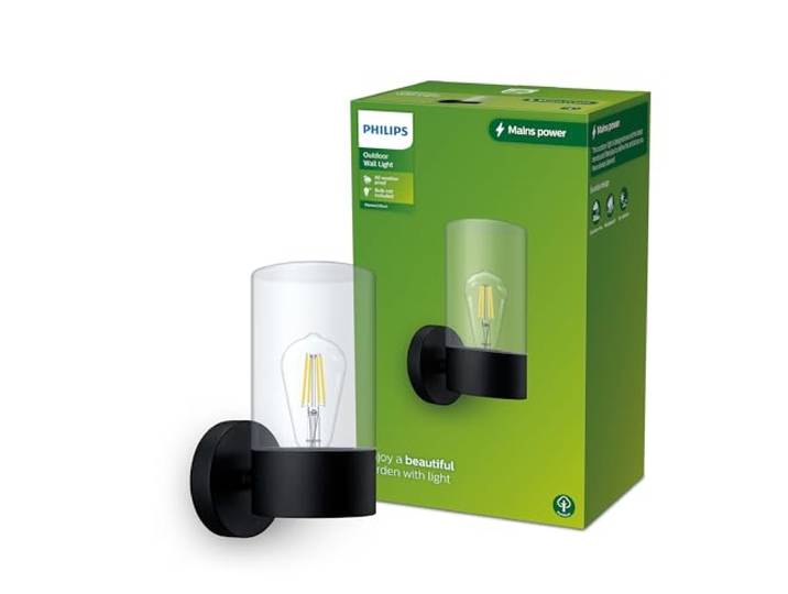 PHILIPS Outdoor Flareon Wandleuchte rund, max. 25W, exkl. Leuchtmittel, IP44 wetterfest, schwarz
