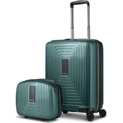 Redolz Essentials 14 Kofferset 2 tlg. Kabinentrolley mit Dehnfalte & Beautycase, Koffer, Grün