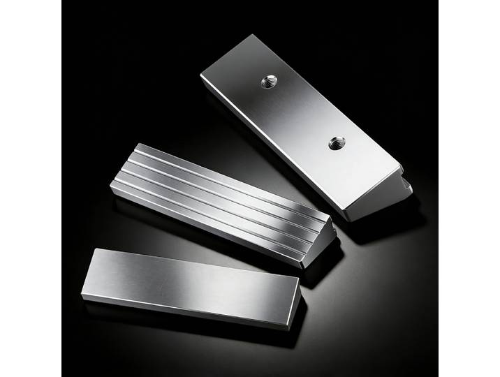 Étau modulaire de précision, largeurs de mâchoires mobiles : 100 mm, 125 mm, 150 mm. Plusieurs configurations disponibles : plates, en V et filetées