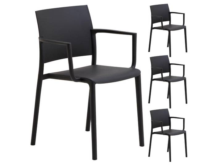 Idimex Gartenstühle Terra 4er-Set schwarz, Schwarz, Mode, 55x81x52 cm, Gartenmöbel, Gartensessel, Gartenstühle