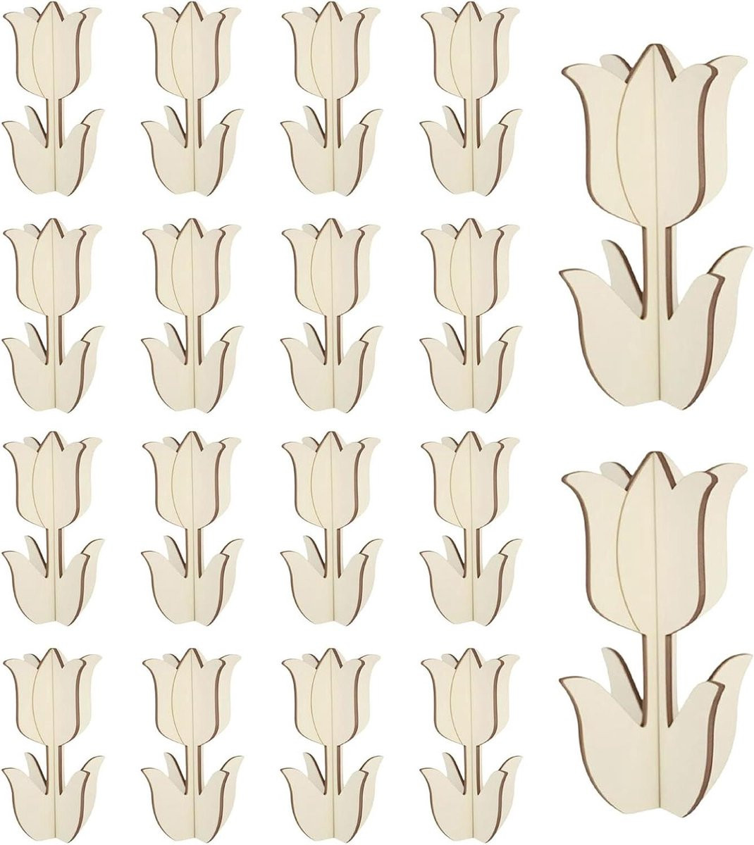 30 stuks Natuurlijke Houten Bloemen voor Knutselen