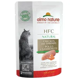 Almo Nature HFC Natural 55g Beutel Katzennassfutter 24 x 55 Gramm Huhn & Garnelen