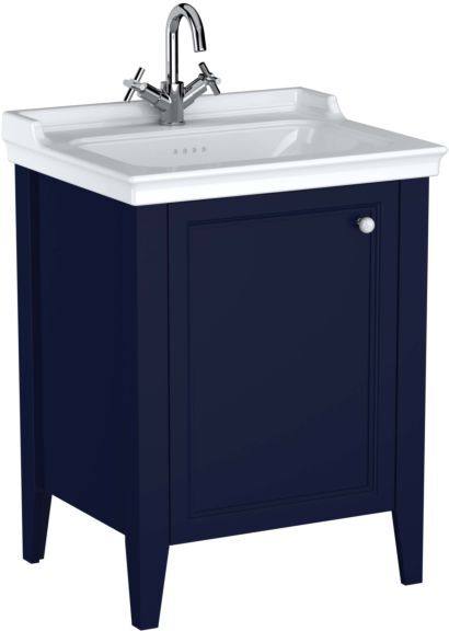 VitrA Valarte Waschtisch-Möbel-Set 65764 64,5x53x88cm, links, Korpus stahlblau/Waschtisch weiß hochglanz