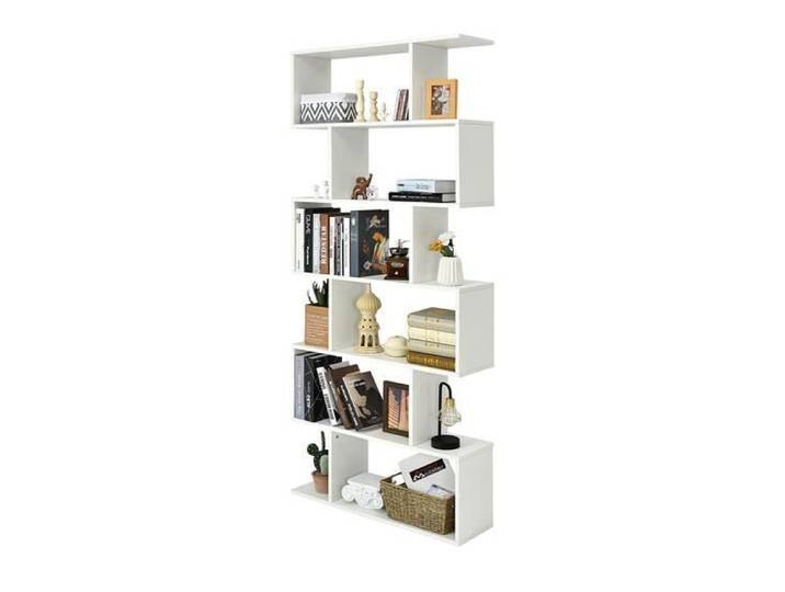 GIANTEX Étagère Bibliothèque en Bois à 6 Niveaux 80x23x191CM Meuble Rangement Blanc avec Patins Antidérapants Style Scandinave