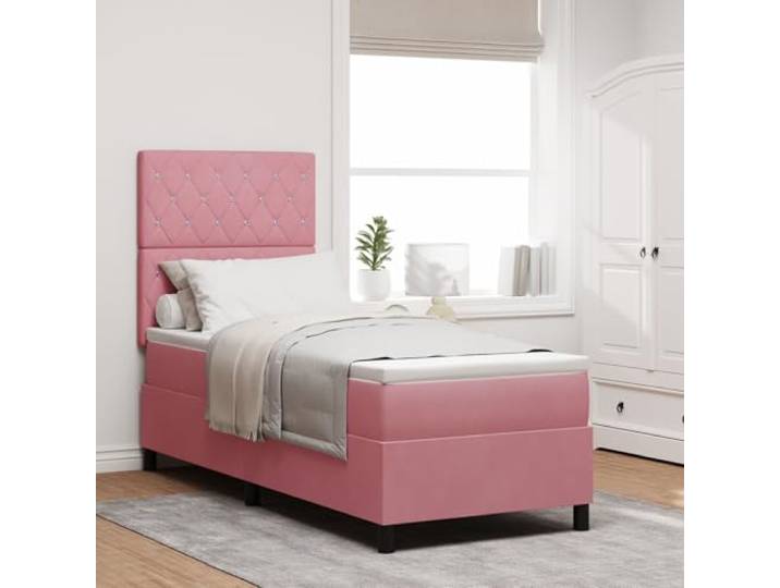 SKTQYQO Boxspringbett mit Matratze Rosa Hotel Bettgestell Multifunktionales Bett Geeignet für Hotel und Studien 80x200cm Samt