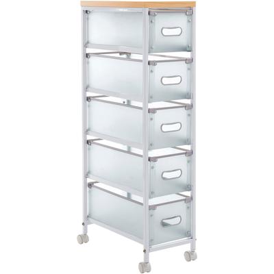 Rollwagen HEINE HOME, weiß (weiß, natur), B:23,5cm H:96cm T:32,5cm, MDF, Metall, Rollwagen, Rollwagen