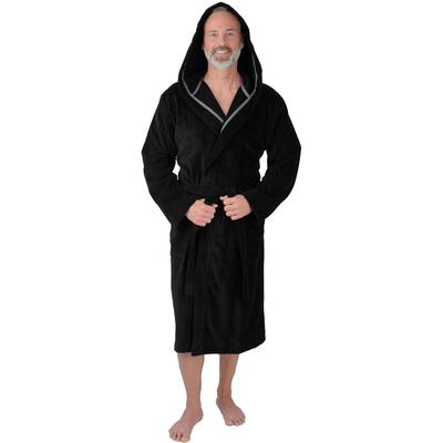Herrenbademantel WEWO FASHION "2411_black" Gr. XL, schwarz, L:120cm, Veloursfrottier, Hausmäntel, Leicht-Velour