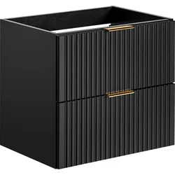 WASCHBECKENUNTERSCHRANK Niva hängend mit Rillenfronten in Schwarz, 60/57/46 cm