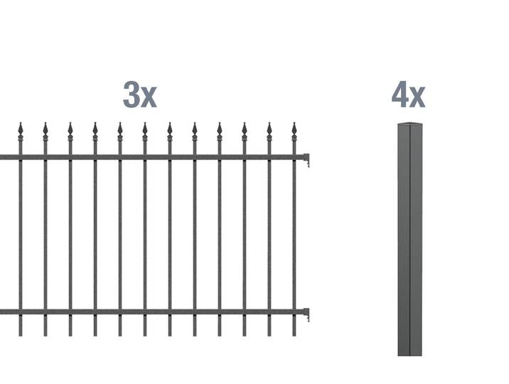 Metallzaun ALBERTS Chaussee , schwarz (anthrazit, zum einbetonieren), H:120cm, Aluminium, Zaunelemente, Metallzaun, Höhe: 100 und 120 cm, verschiedene Längen