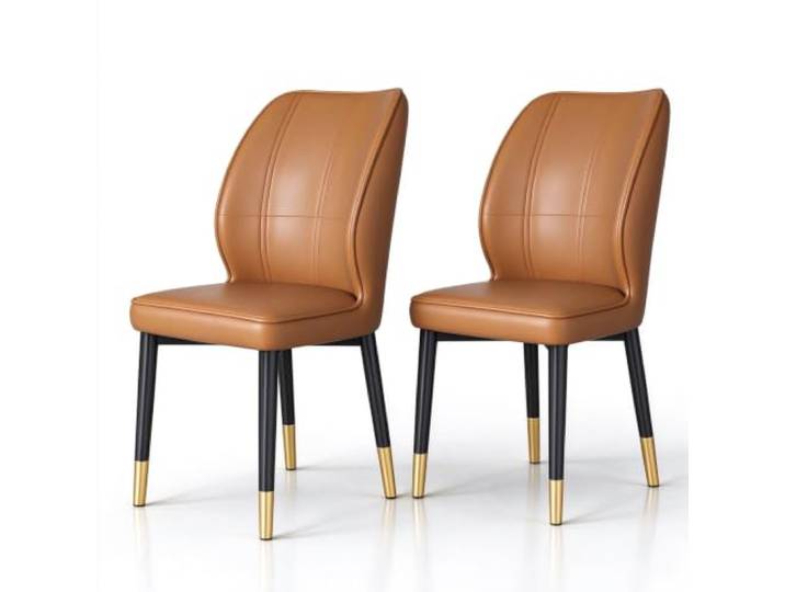 Urban Modern Esszimmerstuhl, Frühstücksstuhl aus Kunstleder Hergestellt for Frühstücksecken und Esstische: PU-Polsterung, durchbiegefester Schaumstoff mit hoher Dichte(Brown,2ps)
