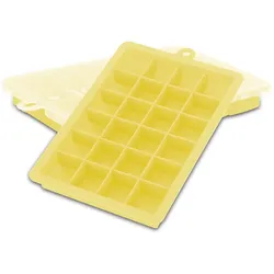 Intirilife 2x Eiswürfelformen in GELB - 2er Set à 24 Fächer Eiswürfel Silikonformen mit Deckel - 18 x 13 x 2.5