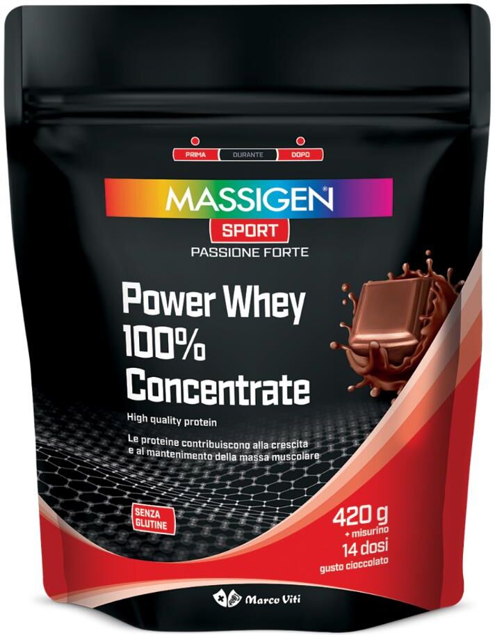 MARCO VITI FARMACEUTICI SpA Massigen Sport, Power Whey 100% Concentrate, 420 g