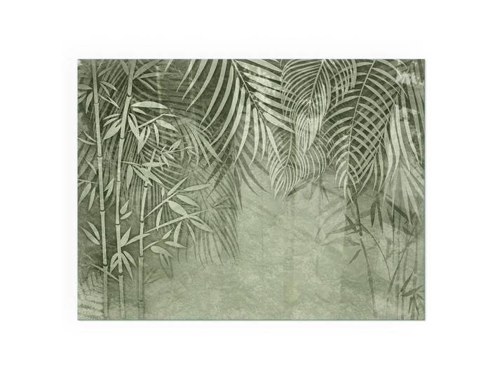 Tulup Kaminbodenplatte 80x60 cm - Tropische Blätter im Hintergrund, Grün, Glas, Rechteckig, 80x60x0.4 cm, Elektrogeräte, Heizgeräte, Elektrokamine