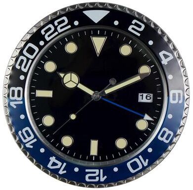 Discount Dollar Deals European Style Minimalist Quartz Clock, Metal Modern Luminous Wall Clock, Living Room Decoration Creative black blue