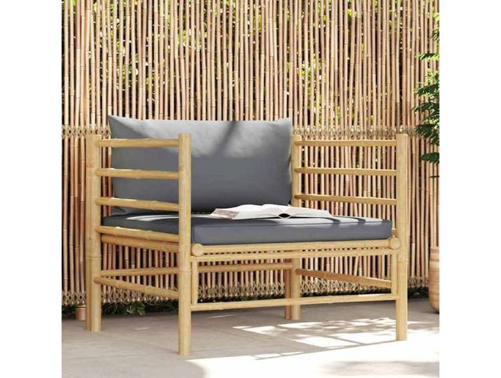 Maison Exclusive - Canapé de jardin avec coussins gris foncé Bambou
